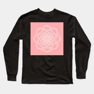 Simple Pink Petals Mandala - Intricate Digital Illustration - Colorful Vibrant and Eye-catching Design for printing on t-shirts, wall art, pillows, phone cases, mugs, tote bags, notebooks and more Long Sleeve T-Shirt